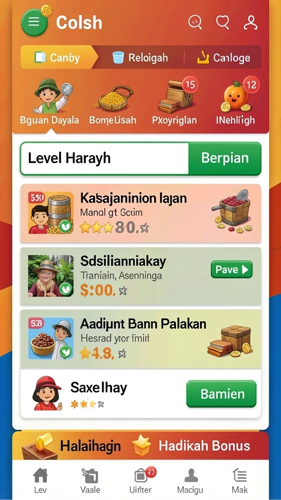 Tampilan menu utama yang menarik dan mudah digunakan.