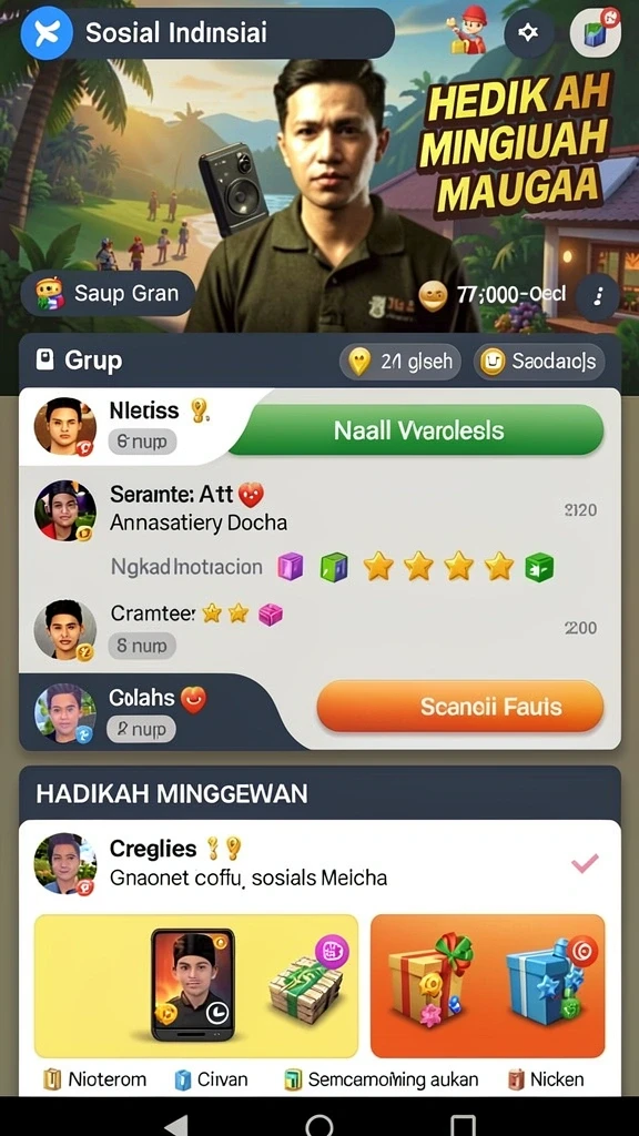 Tangkapan layar menunjukkan fitur interaksi antar pemain.