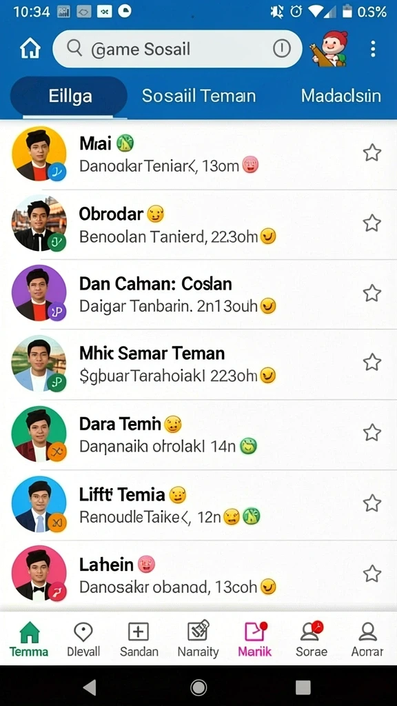 Leaderboard yang menunjukkan peringkat pemain.